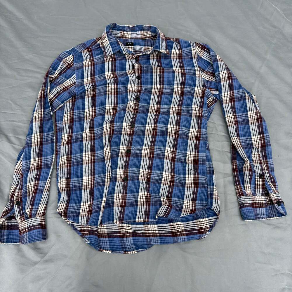 Uniqlo‎ Men Flannel Long-Sleeve Shirt size medium blue